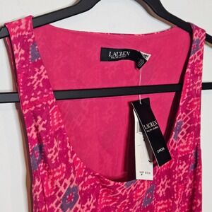 Lauren Ralph Lauren NEW‎ Black Label Geo-Print Dress Womens 4 Pink Purple Belted